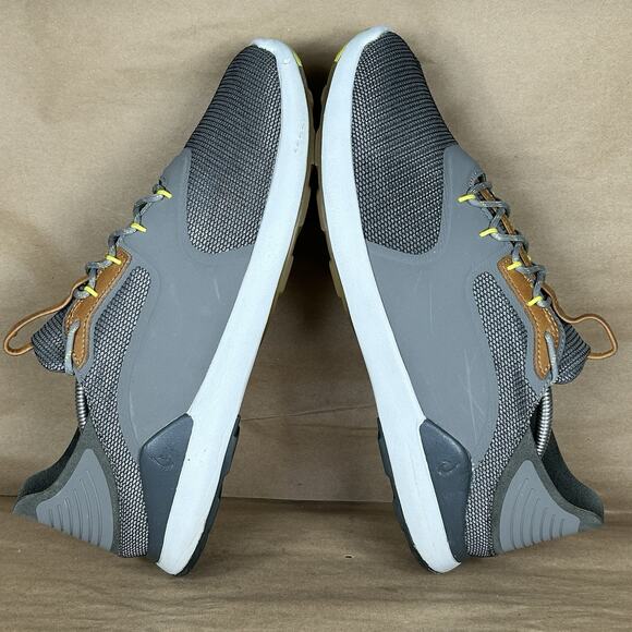 Olukai Nihoa Li Mens Size 12 Gray Knit Leather Trim Casual Lightweight Sneakers - Picture 6 of 11